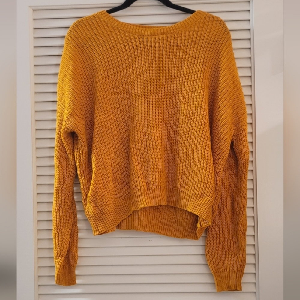 Forever 21 - Orange Oversized Knit Long-Sleeve Sweater